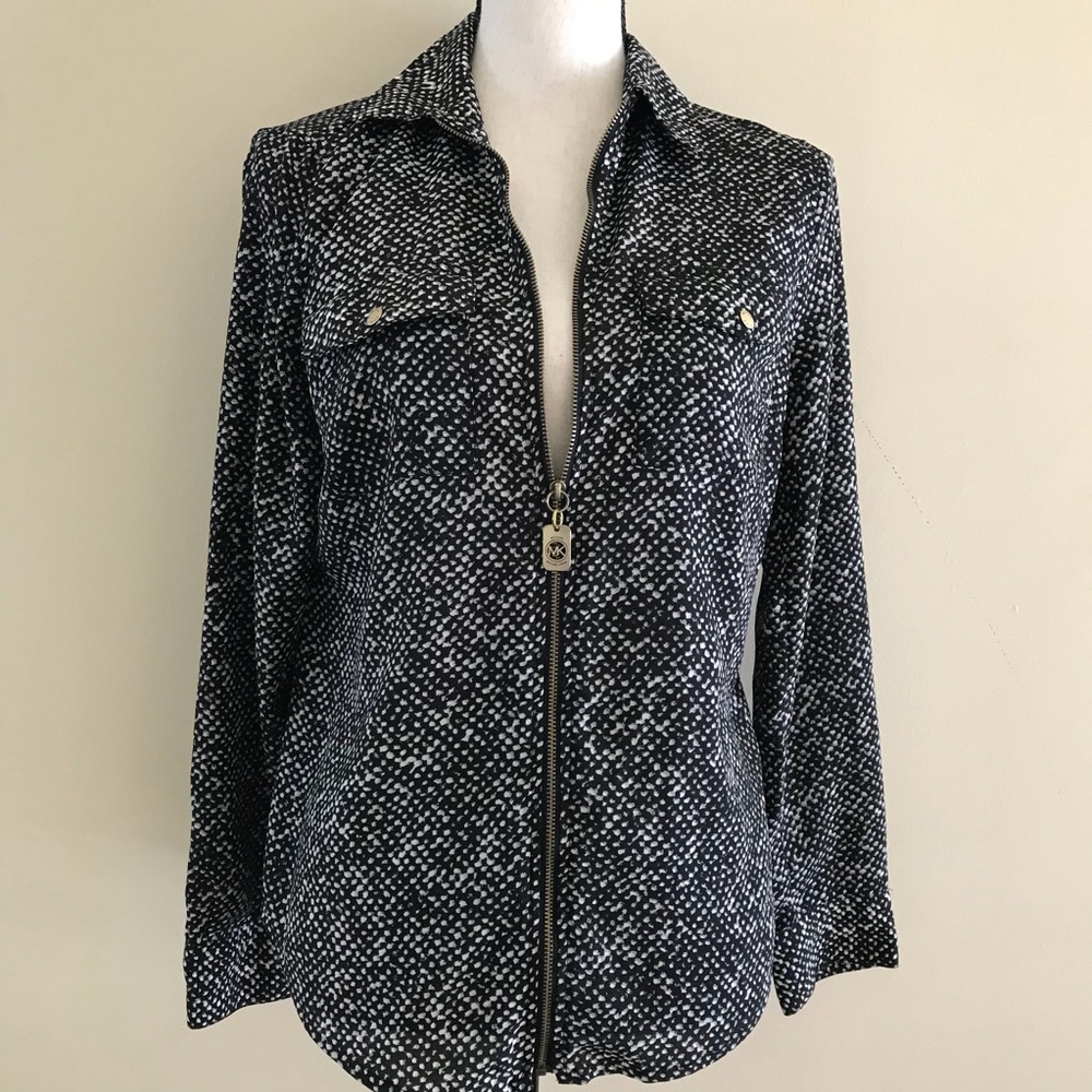 Michael Kors Blouse Zipper Front Gold Buttons